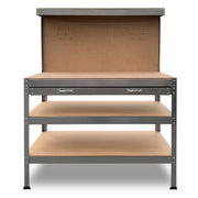 Kartrite 3-layered Work Bench Garage Storage Table Tool Shop Shelf Silver V240-TBL-3LY-WH-SL