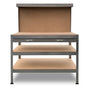 Kartrite 3-layered Work Bench Garage Storage Table Tool Shop Shelf Silver V240-TBL-3LY-WH-SL