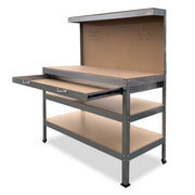 Kartrite 3-layered Work Bench Garage Storage Table Tool Shop Shelf Silver V240-TBL-3LY-WH-SL