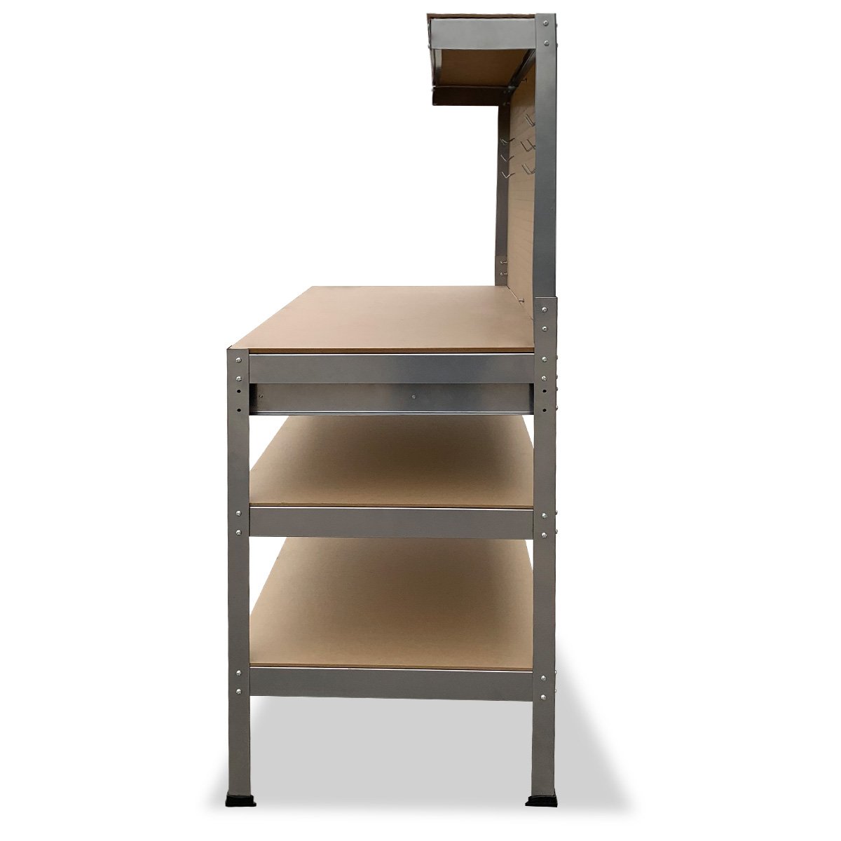 Kartrite 3-layered Work Bench Garage Storage Table Tool Shop Shelf Silver V240-TBL-3LY-WH-SL