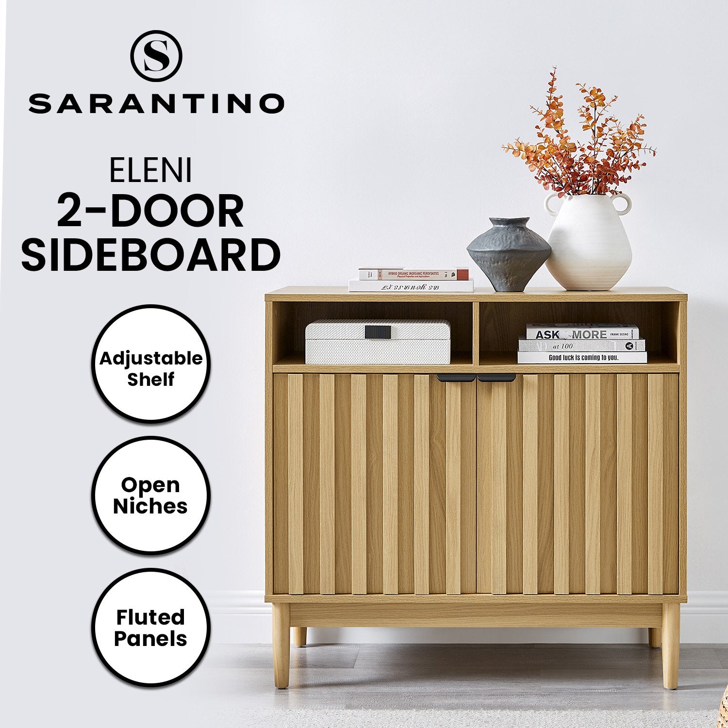 Sarantino Eleni 2-Door Sideboard Buffet Hallway Cabinet Storage Console Cupboard in Natural V240-TBL-751-00-NAT