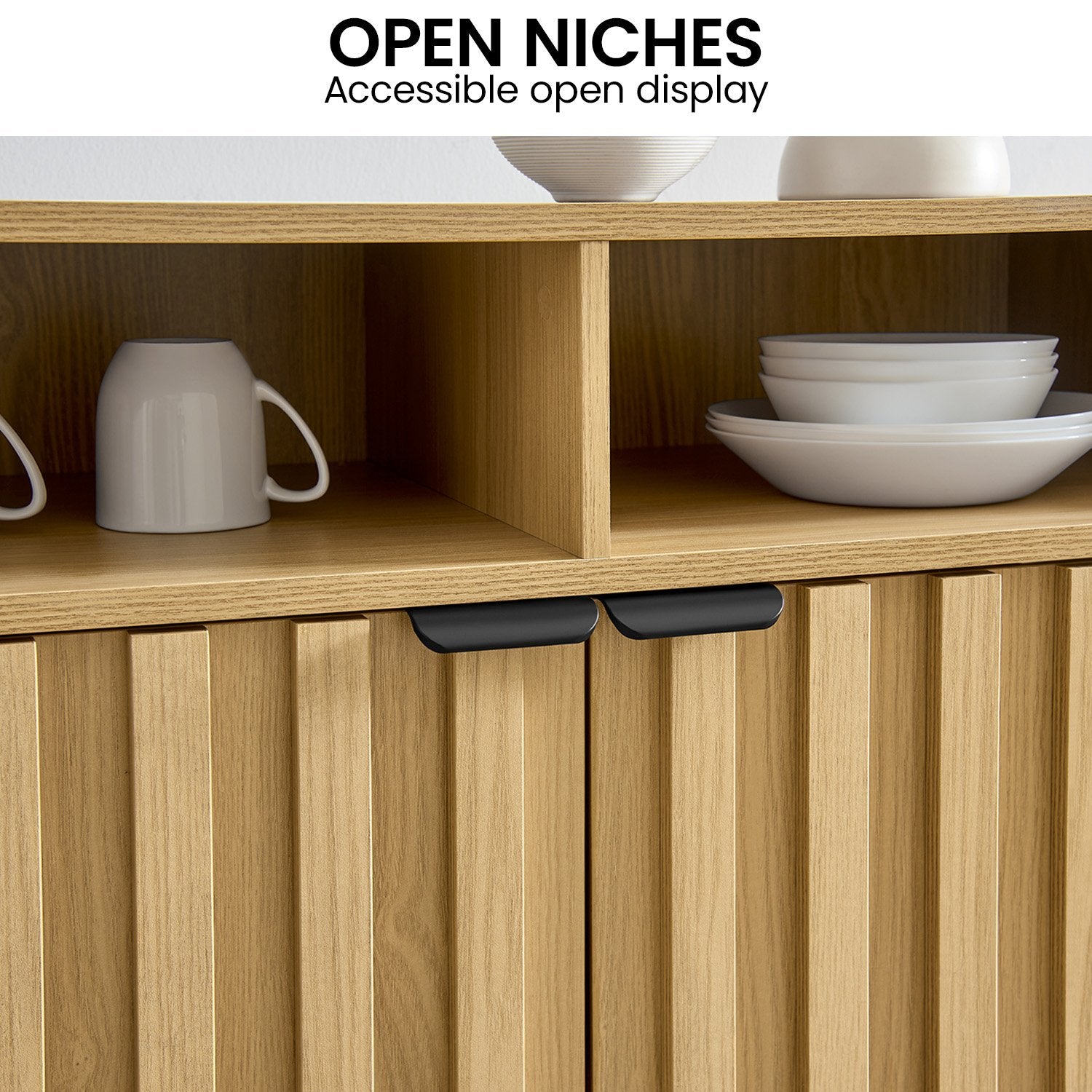 Sarantino Eleni 2-Door Sideboard Buffet Hallway Cabinet Storage Console Cupboard in Natural V240-TBL-751-00-NAT
