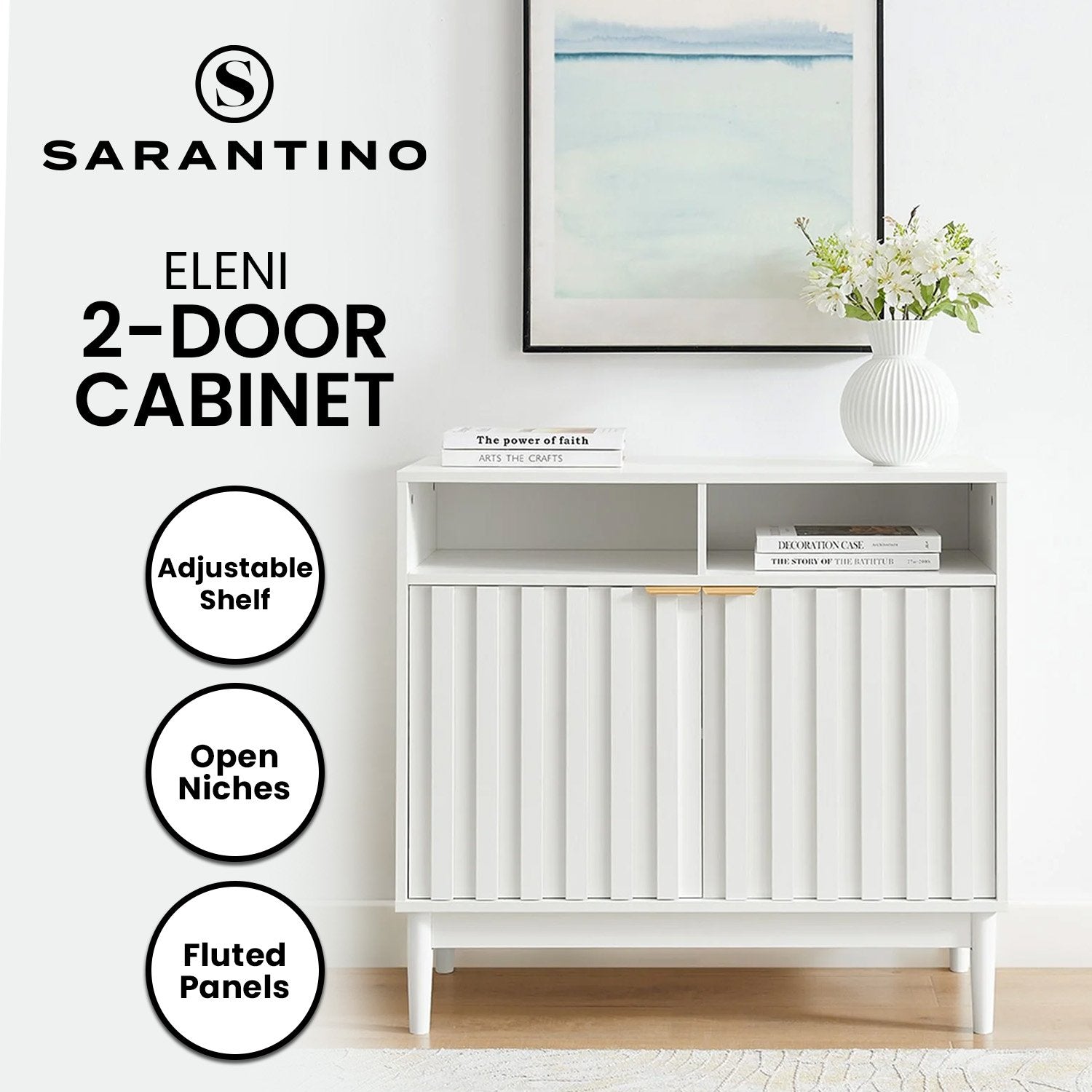 Sarantino Eleni 2-Door Sideboard Buffet Hallway Cabinet Storage Console Cupboard in White V240-TBL-751-00-WHT