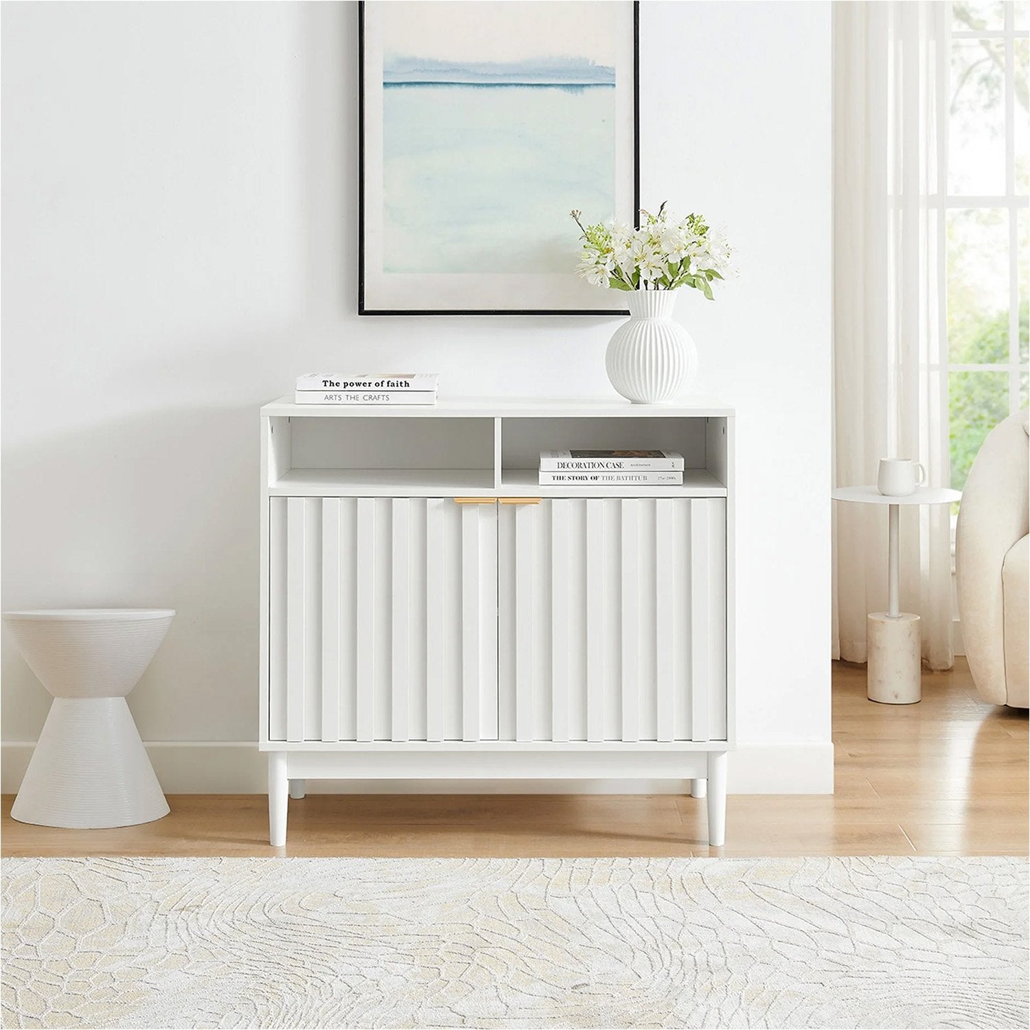 Sarantino Eleni 2-Door Sideboard Buffet Hallway Cabinet Storage Console Cupboard in White V240-TBL-751-00-WHT