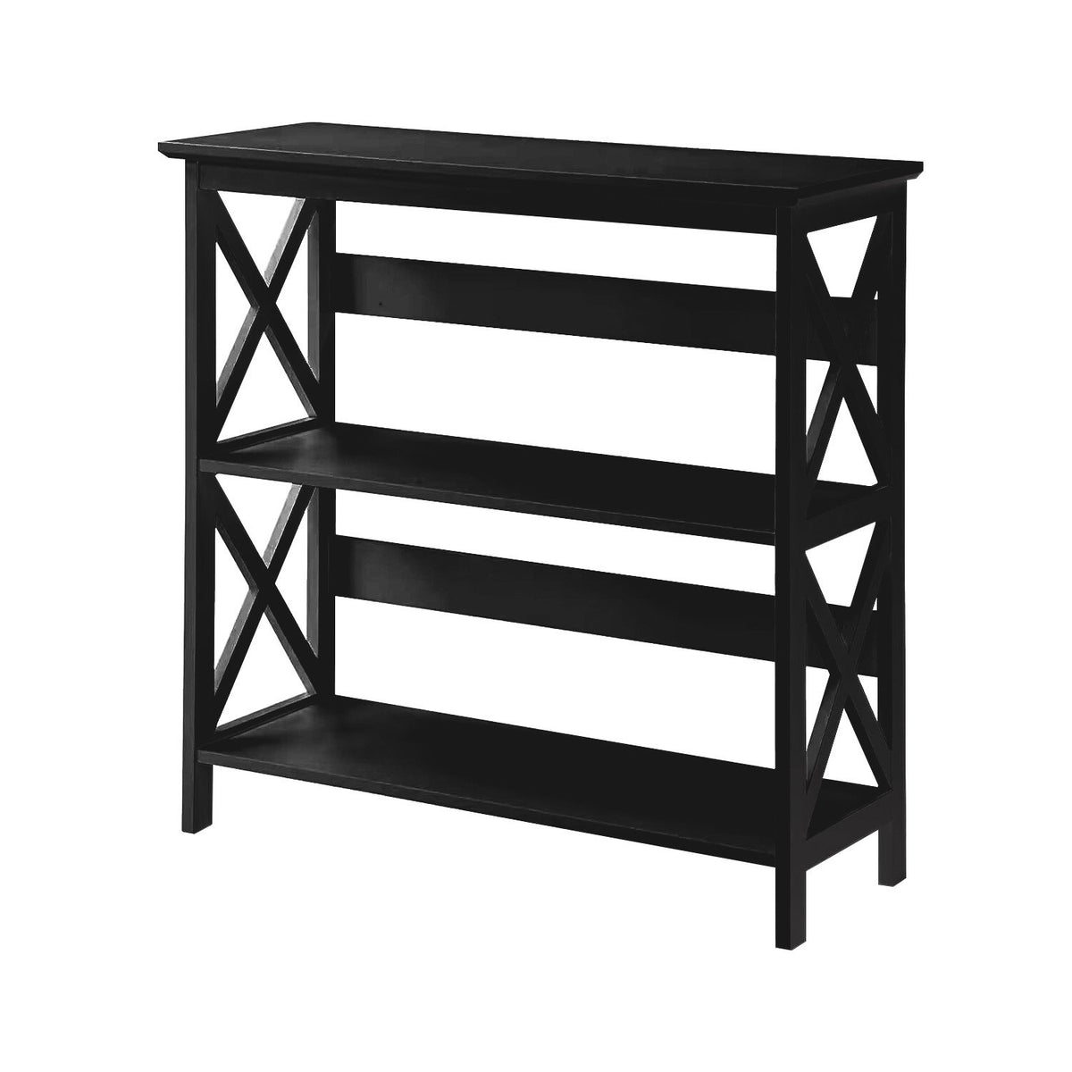 Sarantino Lucas 3-Tier Bookshelf Display Rack in Black V240-TBL-NTD-026-12