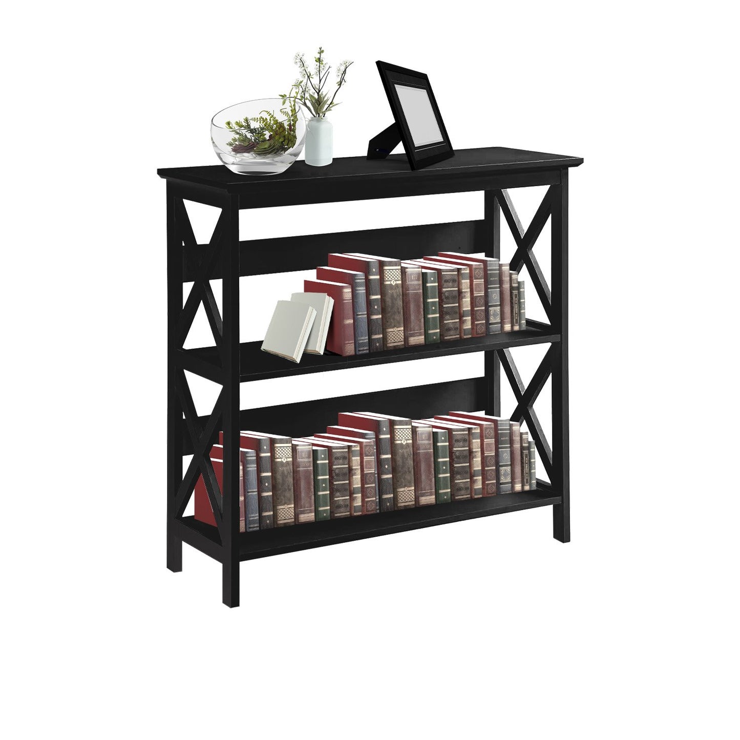Sarantino Lucas 3-Tier Bookshelf Display Rack in Black V240-TBL-NTD-026-12