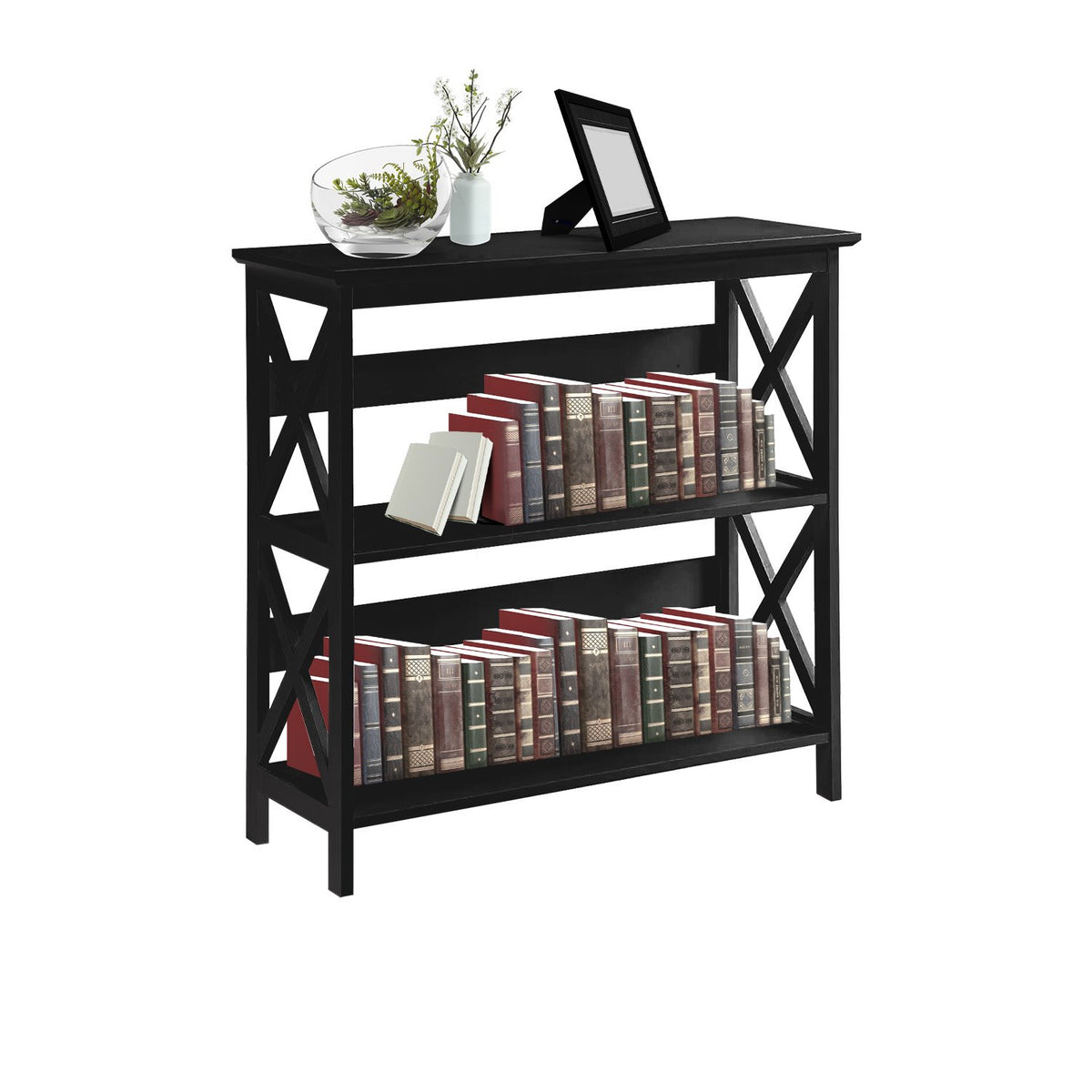 Sarantino Lucas 3-Tier Bookshelf Display Rack in Black V240-TBL-NTD-026-12