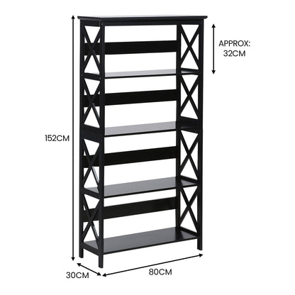 Sarantino Daphne 5-tier Cross Panel Bookshelf V240-TBL-NTD-027-17