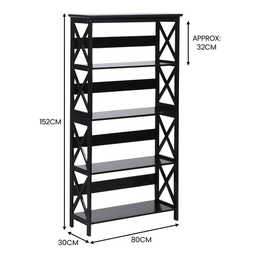 Sarantino Daphne 5-tier Cross Panel Bookshelf V240-TBL-NTD-027-17
