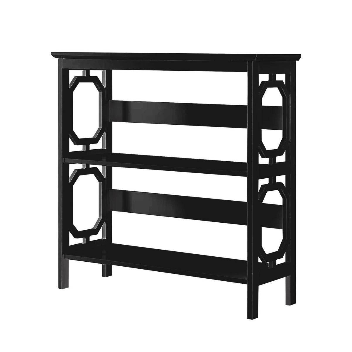 Sarantino Laurel 3-Tier Bookshelf Display Rack in Black V240-TBL-NTD-096-04