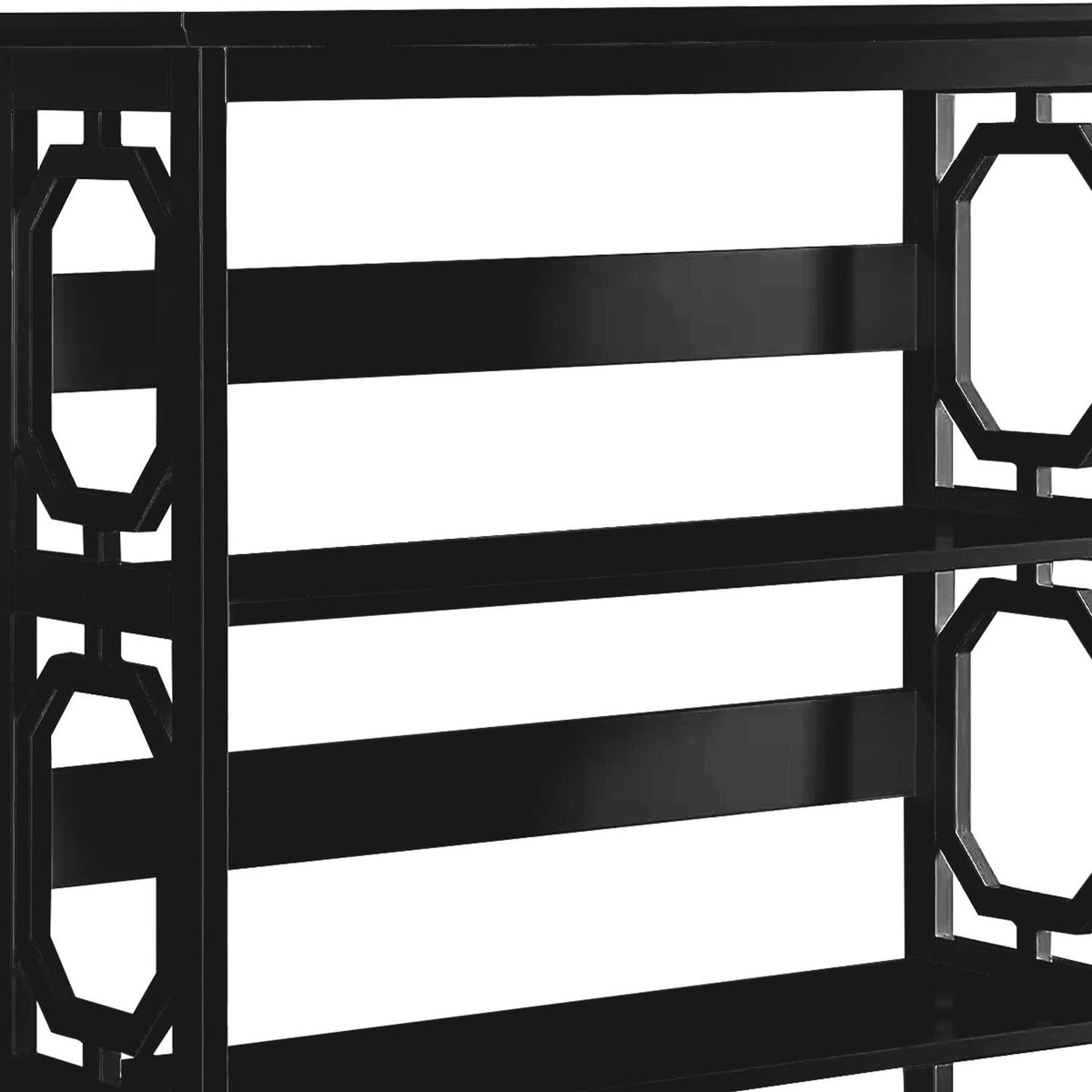 Sarantino Laurel 3-Tier Bookshelf Display Rack in Black V240-TBL-NTD-096-04