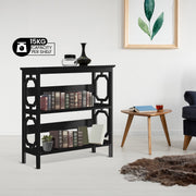 Sarantino Laurel 3-Tier Bookshelf Display Rack in Black V240-TBL-NTD-096-04