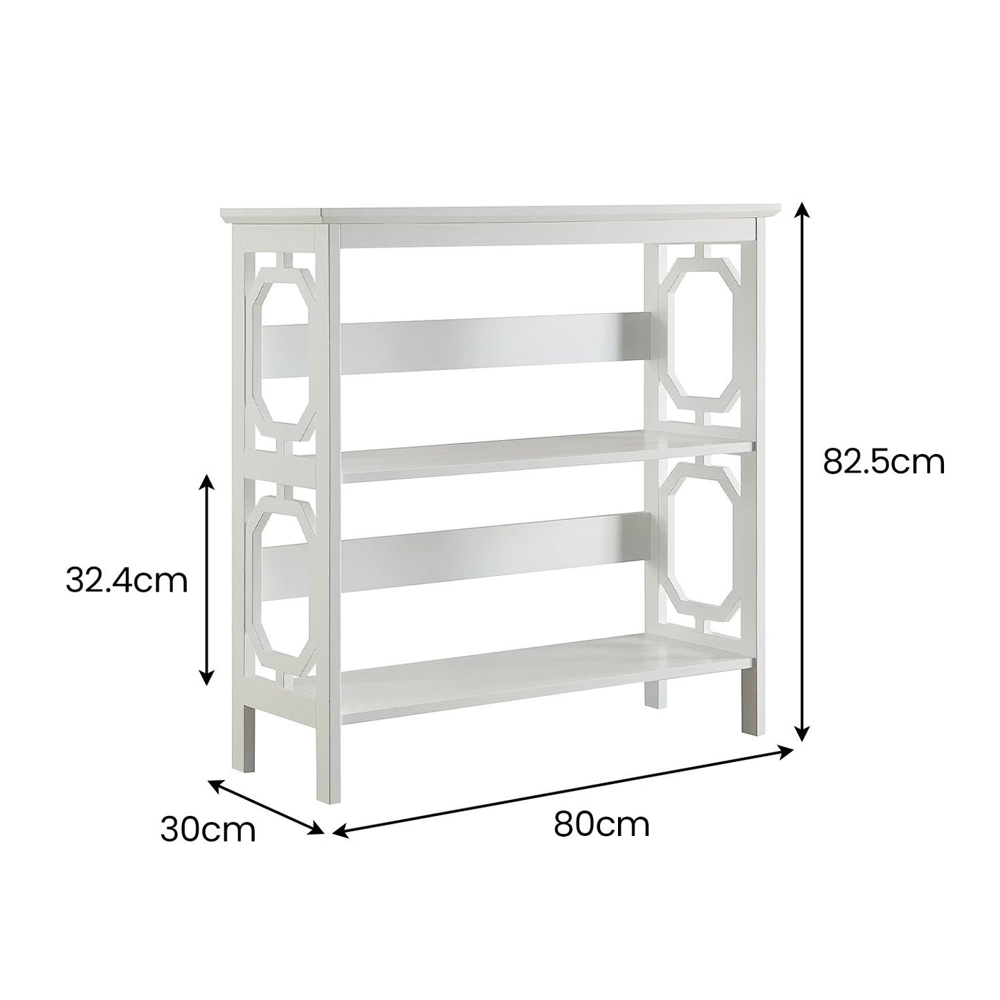 Sarantino Laurel 3-Tier Bookshelf Display Rack in White V240-TBL-NTD-096-05