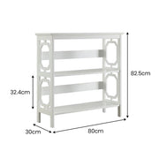 Sarantino Laurel 3-Tier Bookshelf Display Rack in White V240-TBL-NTD-096-05