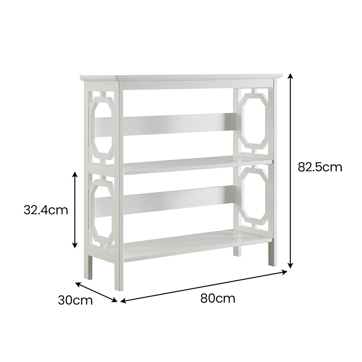 Sarantino Laurel 3-Tier Bookshelf Display Rack in White V240-TBL-NTD-096-05