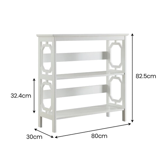Sarantino Laurel 3-Tier Bookshelf Display Rack in White V240-TBL-NTD-096-05