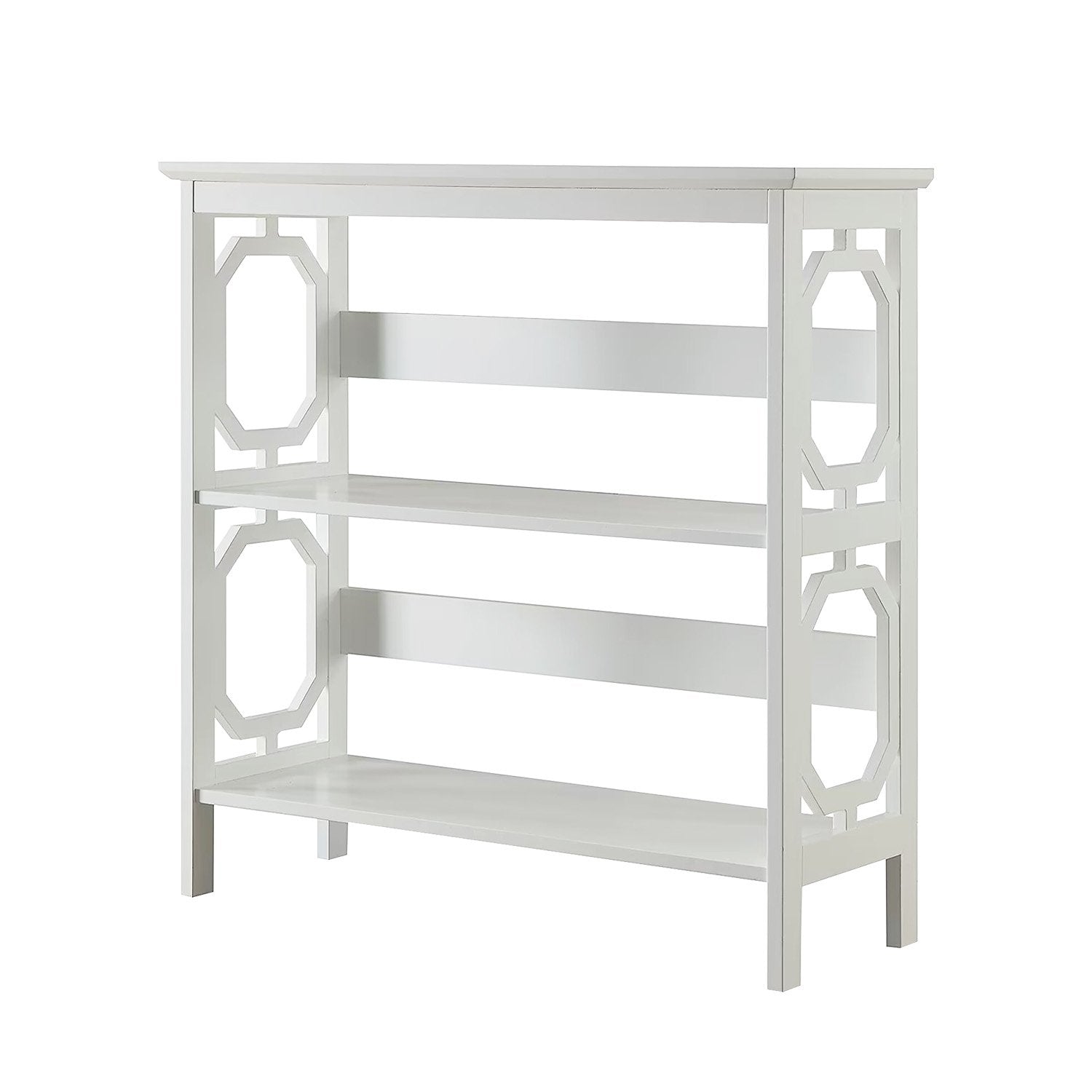 Sarantino Laurel 3-Tier Bookshelf Display Rack in White V240-TBL-NTD-096-05