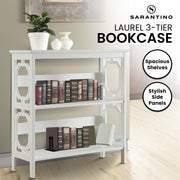 Sarantino Laurel 3-Tier Bookshelf Display Rack in White V240-TBL-NTD-096-05