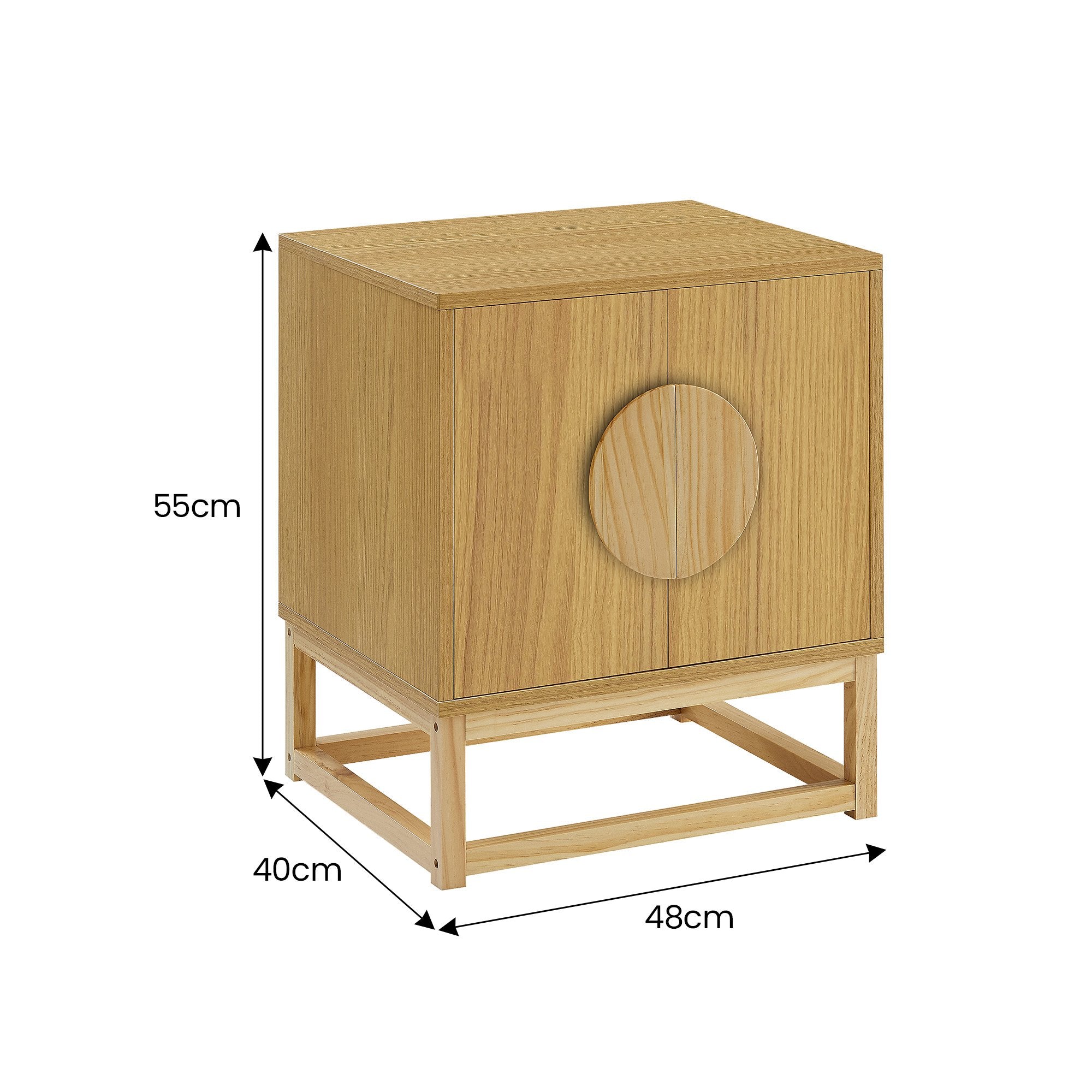 Sarantino Luca Bedside Table Split Door Night Stand - Natural V240-TBL-SV-02-NT