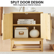 Sarantino Luca Bedside Table Split Door Night Stand - Natural V240-TBL-SV-02-NT