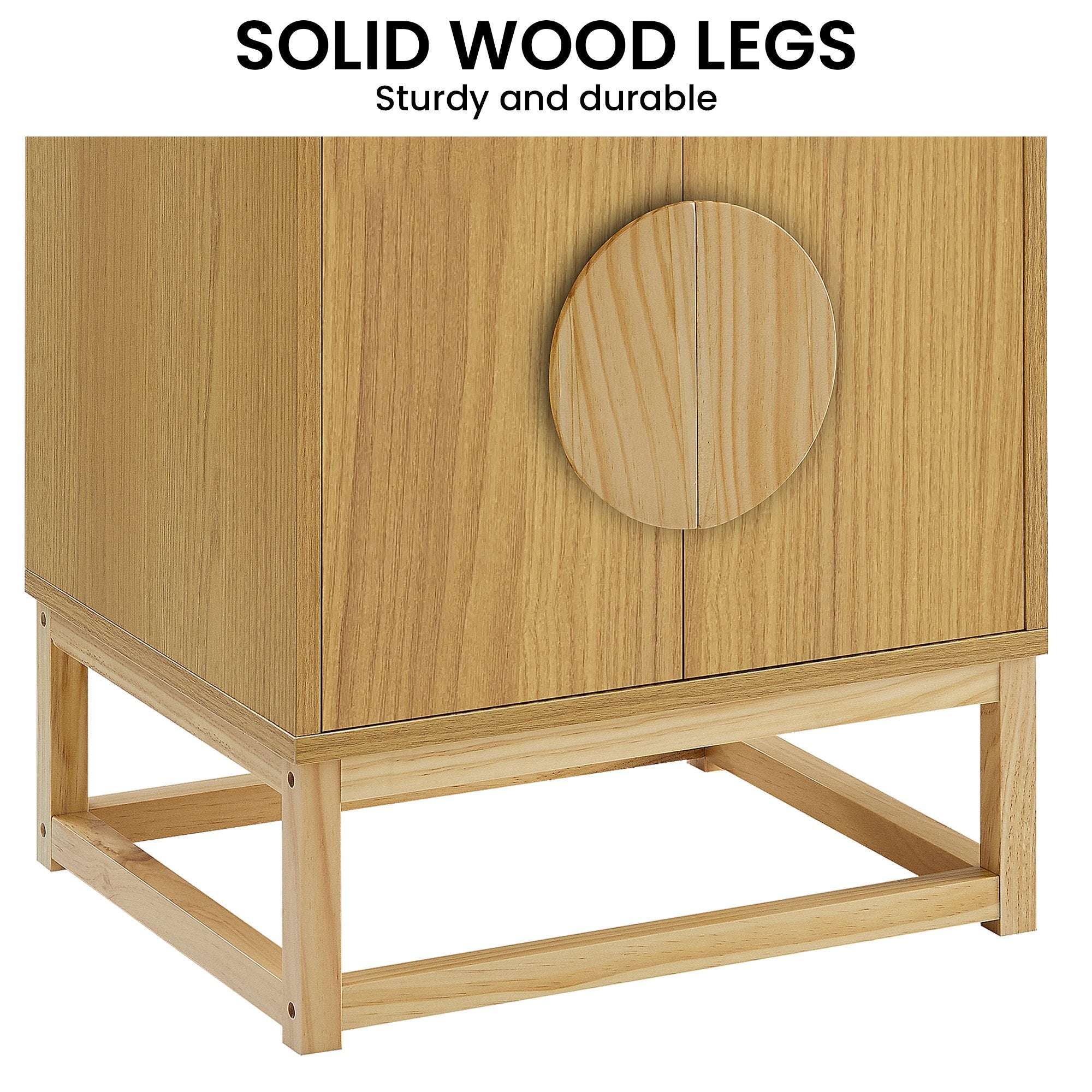 Sarantino Luca Bedside Table Split Door Night Stand - Natural V240-TBL-SV-02-NT