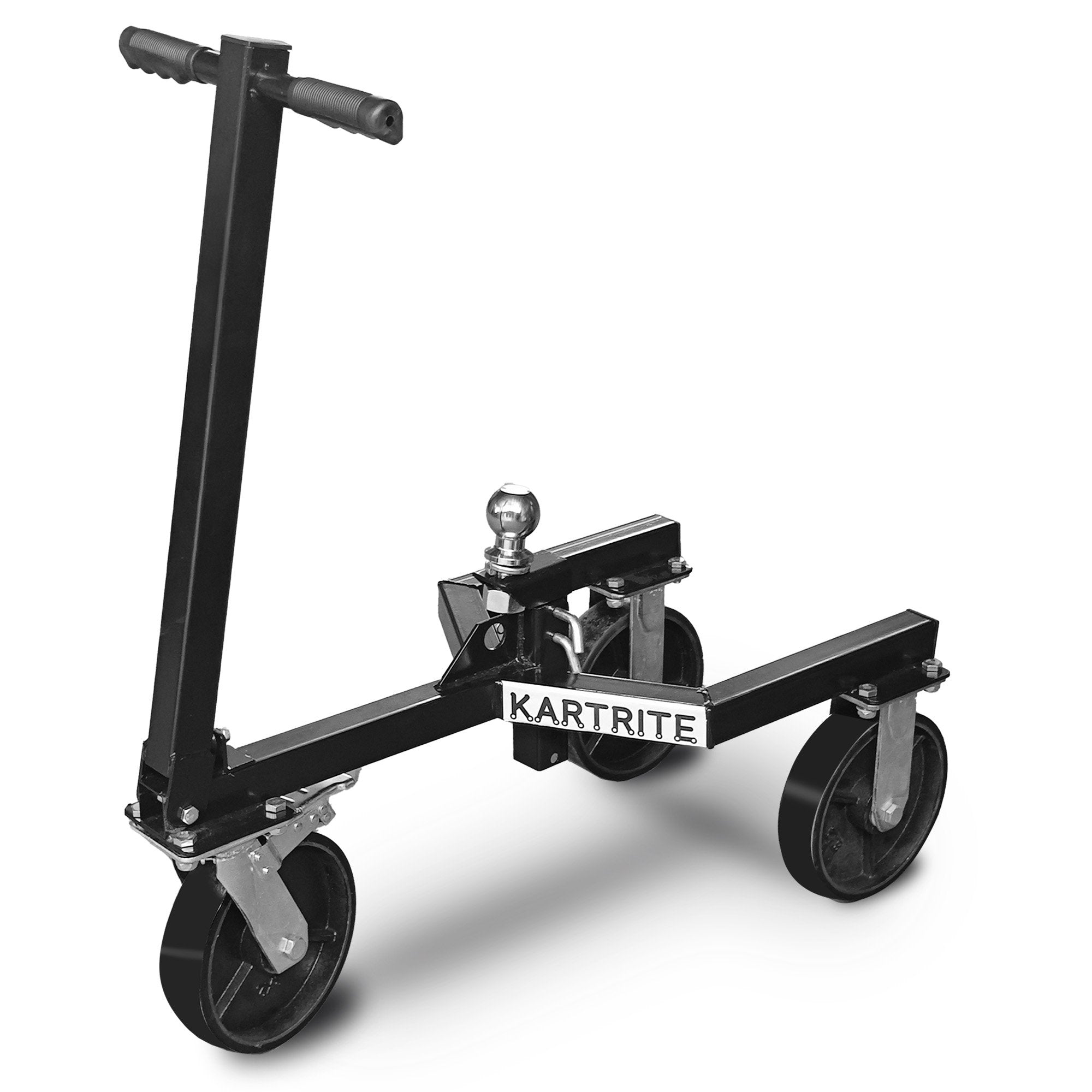 Kartrite Trailer Dolly Adjustable 2in Hitch Ball 1500kg Tongue Weight Capacity w/8in Swivel Wheels Steel V240-TDM-PMG-D77-BK