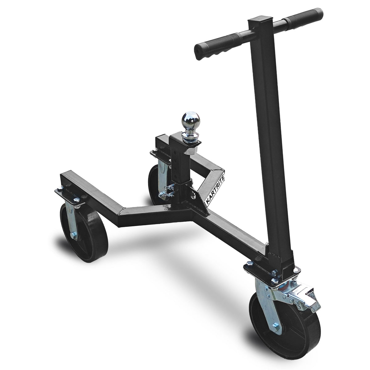Kartrite Trailer Dolly Adjustable 2in Hitch Ball 1500kg Tongue Weight Capacity w/8in Swivel Wheels Steel V240-TDM-PMG-D77-BK