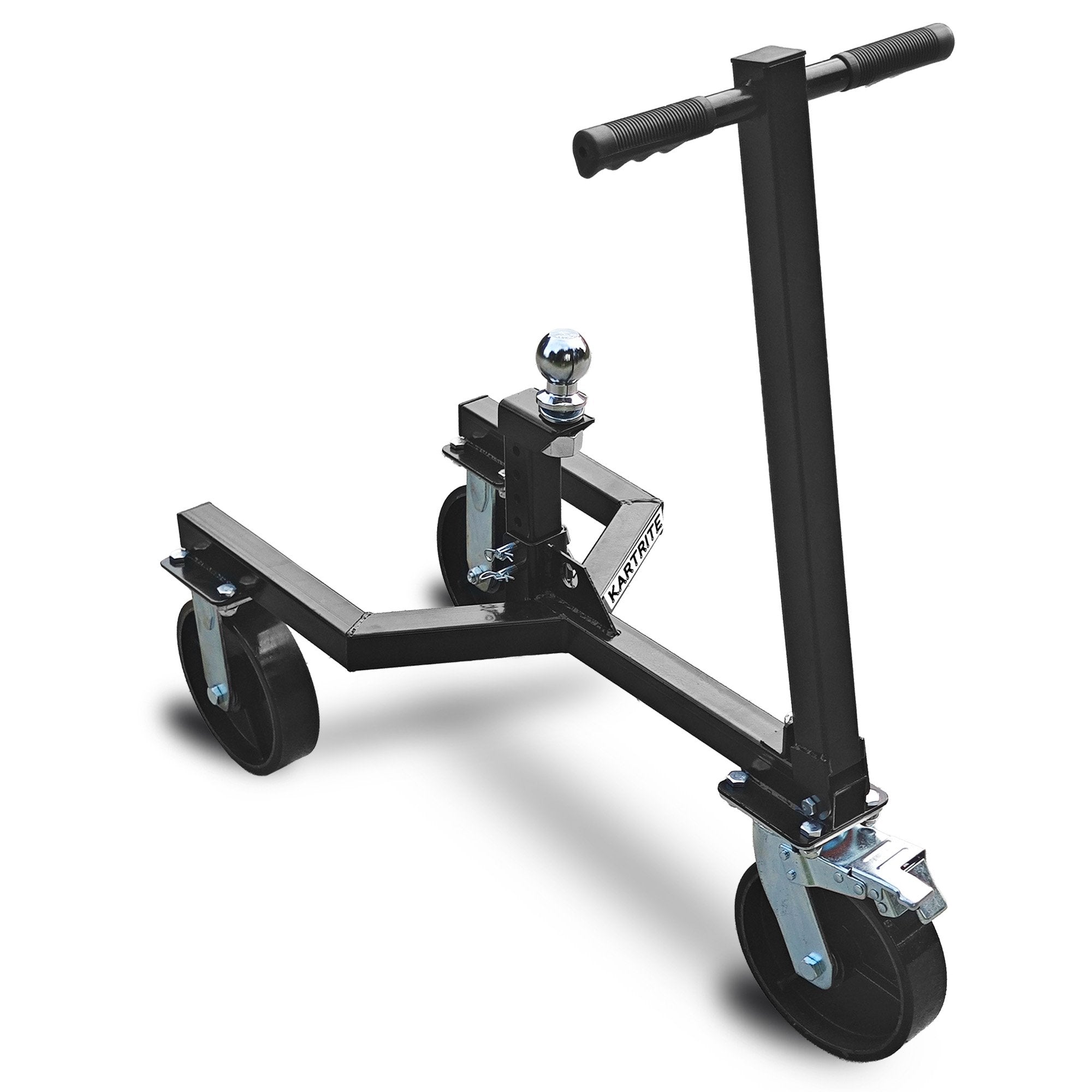 Kartrite Trailer Dolly Adjustable 2in Hitch Ball 1500kg Tongue Weight Capacity w/8in Swivel Wheels Steel V240-TDM-PMG-D77-BK