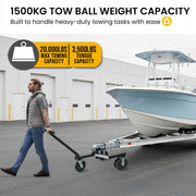 Kartrite Trailer Dolly Adjustable 2in Hitch Ball 1500kg Tongue Weight Capacity w/8in Swivel Wheels Steel V240-TDM-PMG-D77-BK