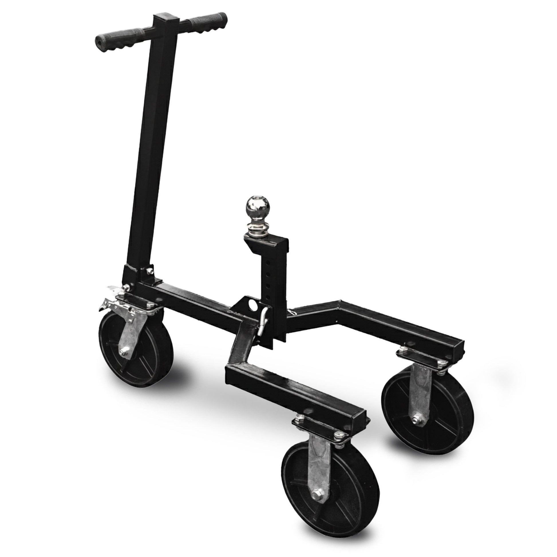 Kartrite Trailer Dolly Adjustable 2in Hitch Ball 1500kg Tongue Weight Capacity w/8in Swivel Wheels Steel V240-TDM-PMG-D77-BK