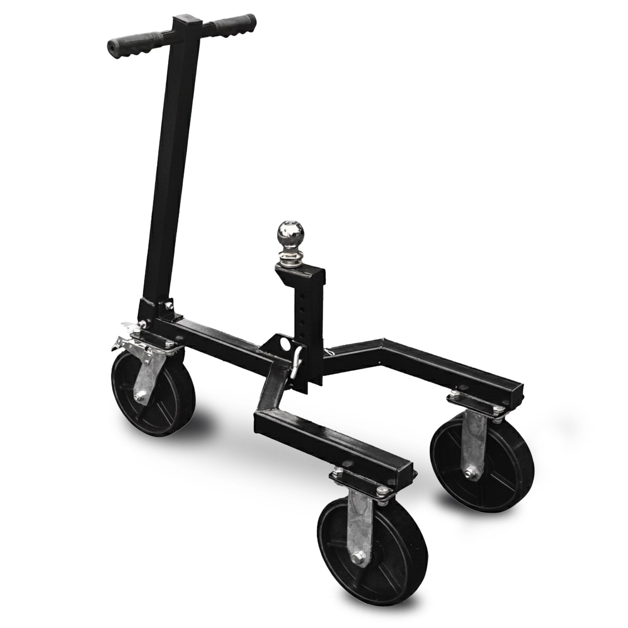 Kartrite Trailer Dolly Adjustable 2in Hitch Ball 1500kg Tongue Weight Capacity w/8in Swivel Wheels Steel V240-TDM-PMG-D77-BK
