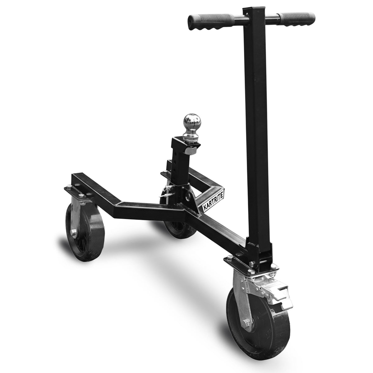 Kartrite Trailer Dolly Adjustable 2in Hitch Ball 1500kg Tongue Weight Capacity w/8in Swivel Wheels Steel V240-TDM-PMG-D77-BK