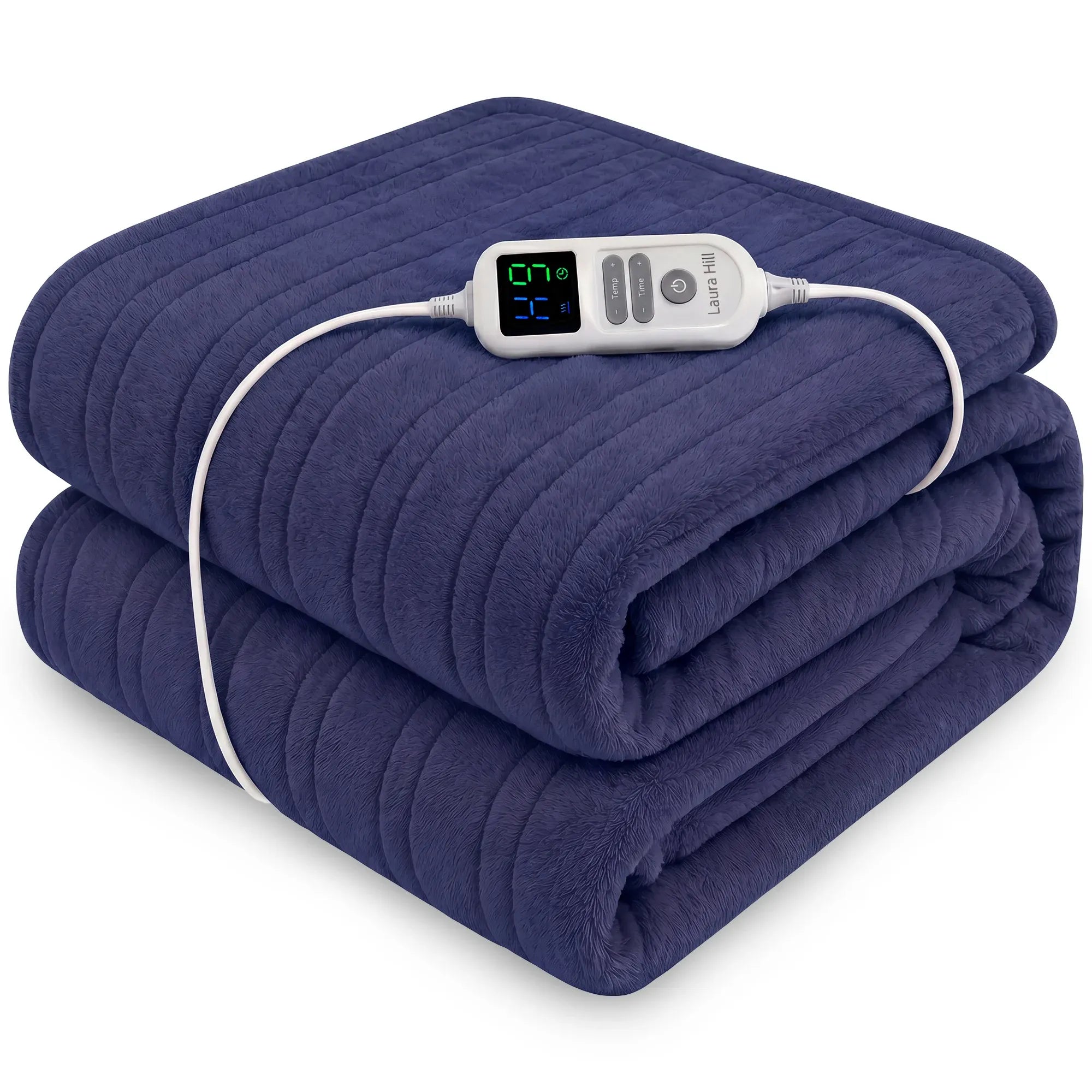 Laura Hill XL Electric Heated Blanket Throw Soft Coral Fleece with 10 Heat Settings - Blue V240-THRG-KH-200-BU
