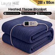 Laura Hill XL Electric Heated Blanket Throw Soft Coral Fleece with 10 Heat Settings - Blue V240-THRG-KH-200-BU