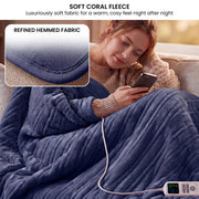 Laura Hill XL Electric Heated Blanket Throw Soft Coral Fleece with 10 Heat Settings - Blue V240-THRG-KH-200-BU