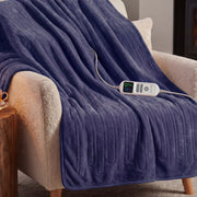 Laura Hill XL Electric Heated Blanket Throw Soft Coral Fleece with 10 Heat Settings - Blue V240-THRG-KH-200-BU