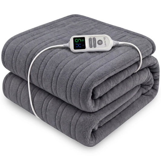 Laura Hill XL Electric Heated Blanket Throw Soft Coral Fleece with 10 Heat Settings - Grey V240-THRG-KH-200-GY
