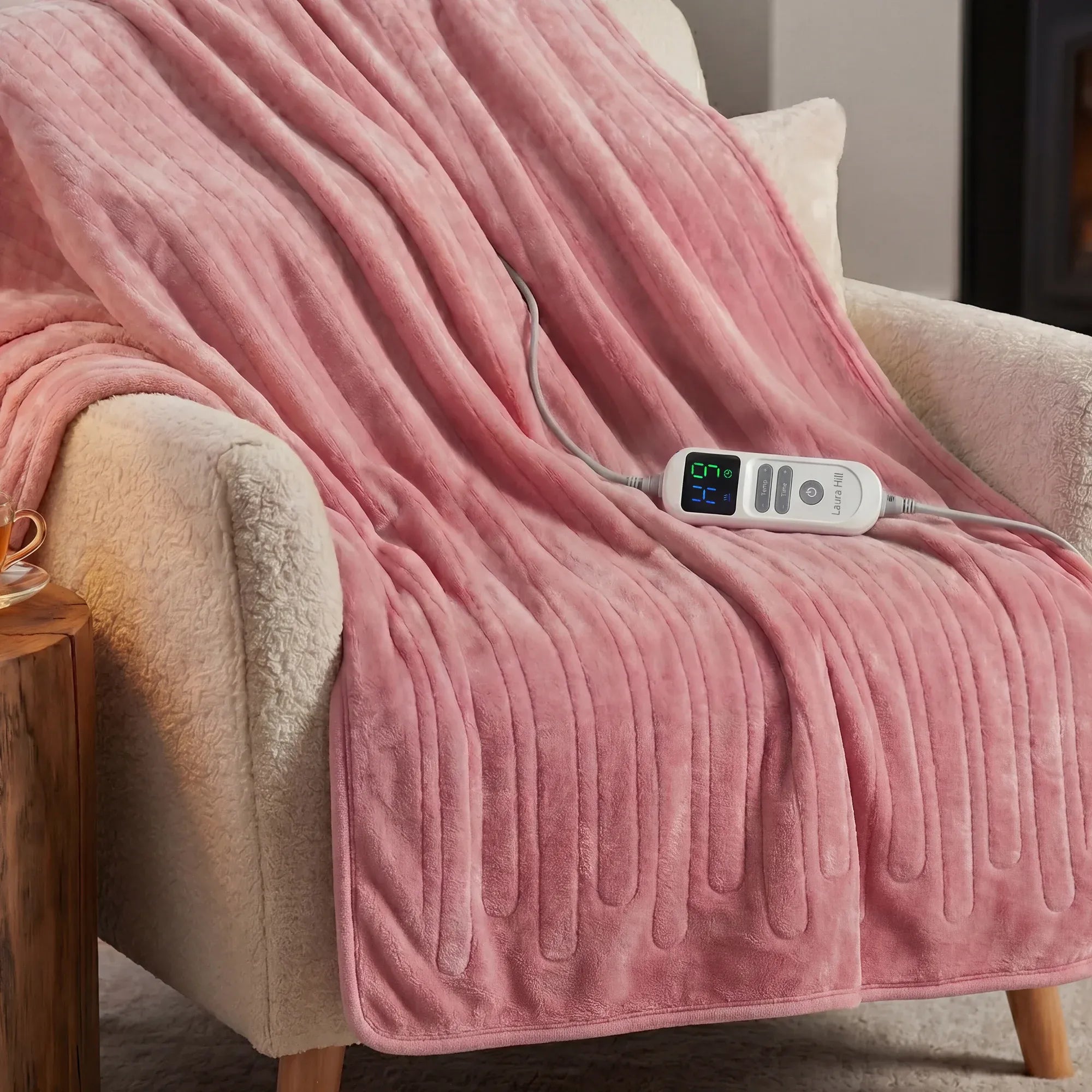 Laura Hill Xl Electric Heated Blanket Throw Soft Coral Fleece With 10 Heat Settings - Pink V240-THRG-KH-200-PK