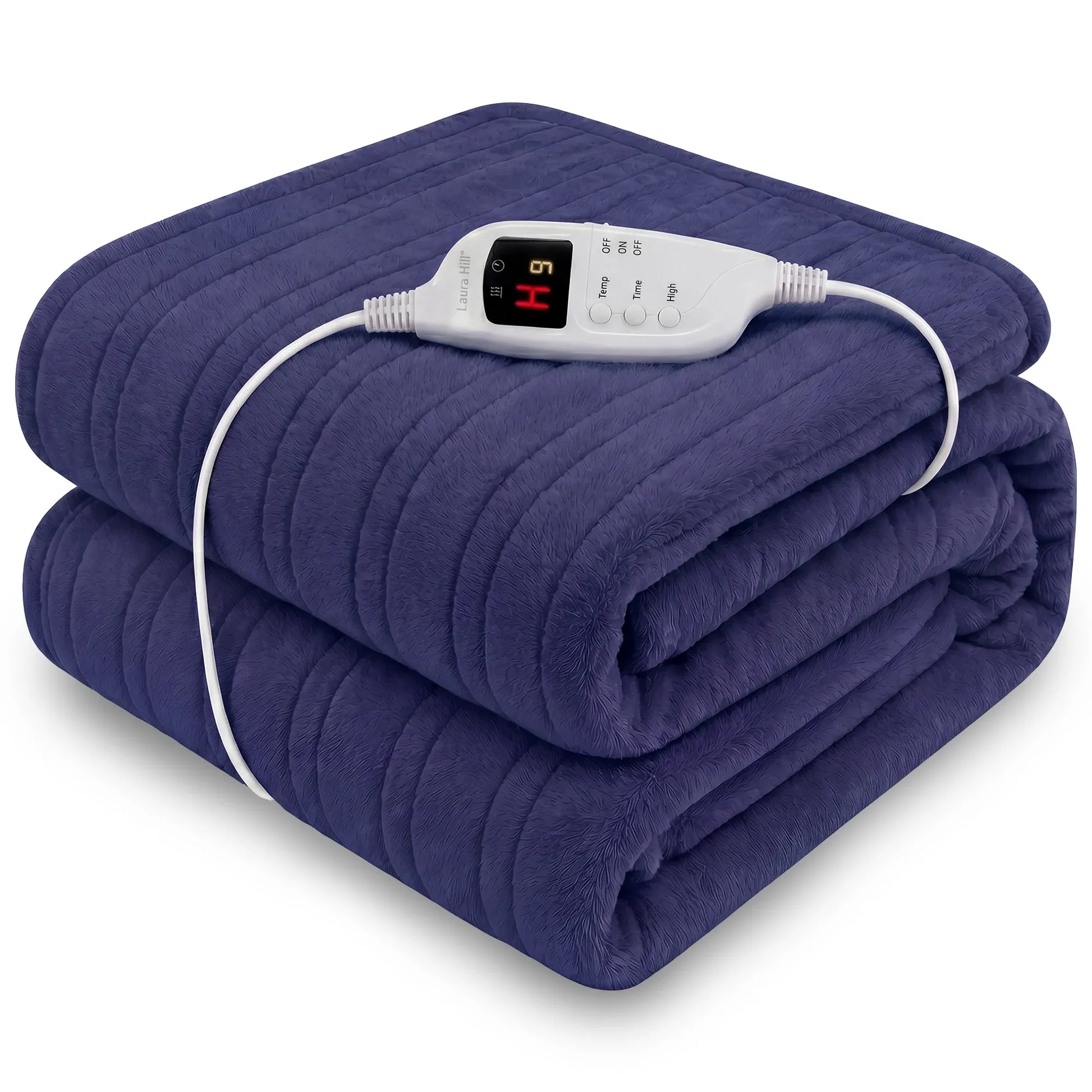 Laura Hill Electric Heated Blanket Throw Soft Coral Fleece w/ 9 Heat Settings - Blue V240-THRG-KH-BU