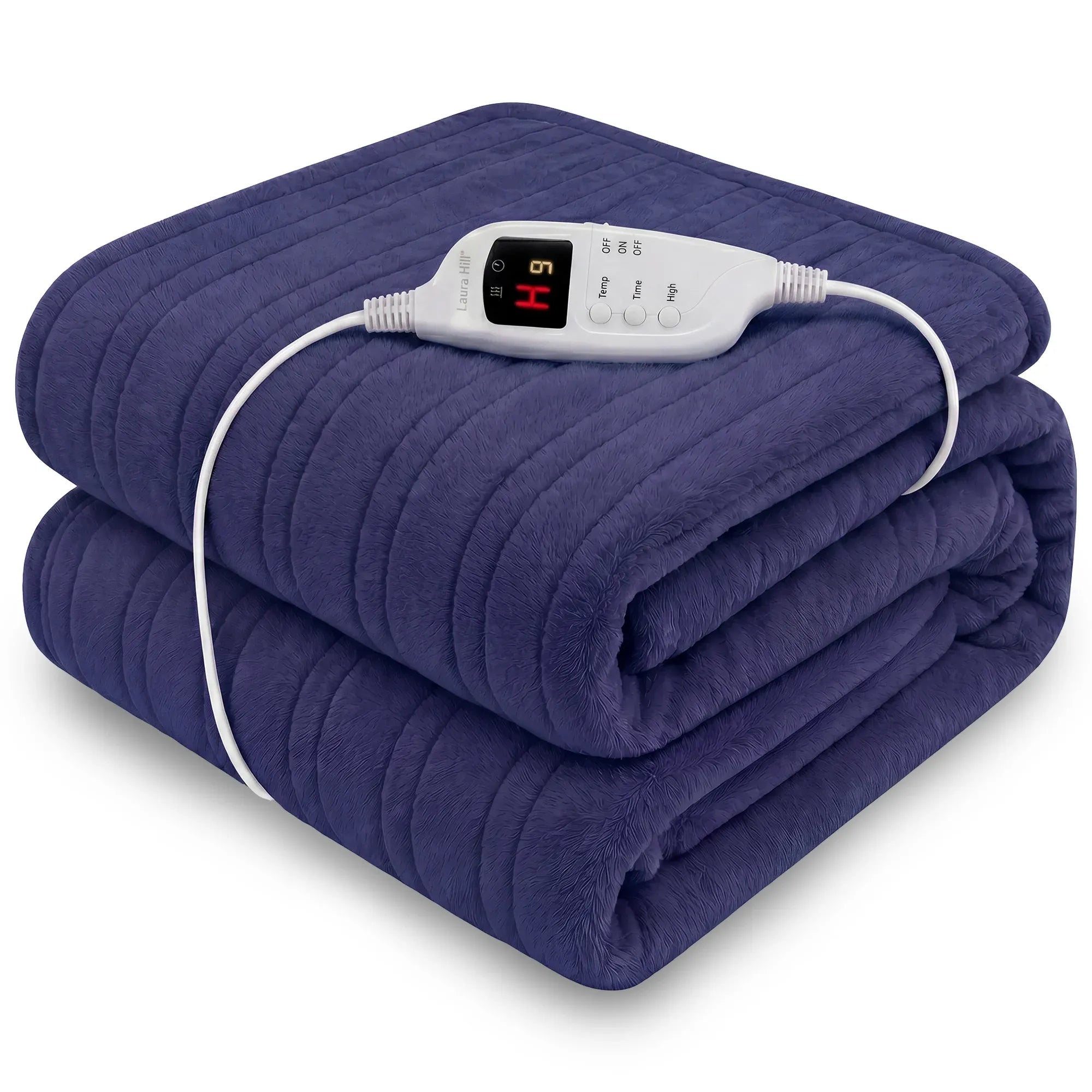 Laura Hill Electric Heated Blanket Throw Soft Coral Fleece w/ 9 Heat Settings - Blue V240-THRG-KH-BU