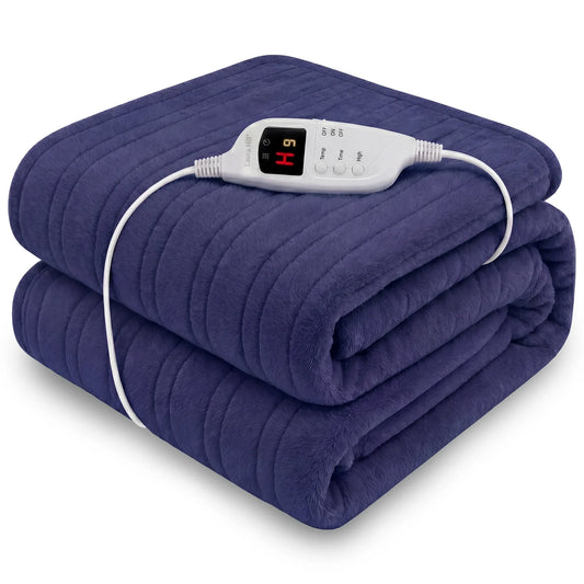 Laura Hill Electric Heated Blanket Throw Soft Coral Fleece w/ 9 Heat Settings - Blue V240-THRG-KH-BU