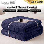Laura Hill Electric Heated Blanket Throw Soft Coral Fleece w/ 9 Heat Settings - Blue V240-THRG-KH-BU