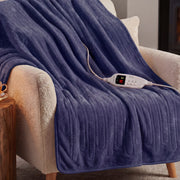 Laura Hill Electric Heated Blanket Throw Soft Coral Fleece w/ 9 Heat Settings - Blue V240-THRG-KH-BU