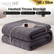 Laura Hill Electric Heated Blanket Throw Soft Coral Fleece w/ 9 Heat Settings - Grey V240-THRG-KH-GY