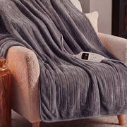 Laura Hill Electric Heated Blanket Throw Soft Coral Fleece w/ 9 Heat Settings - Grey V240-THRG-KH-GY