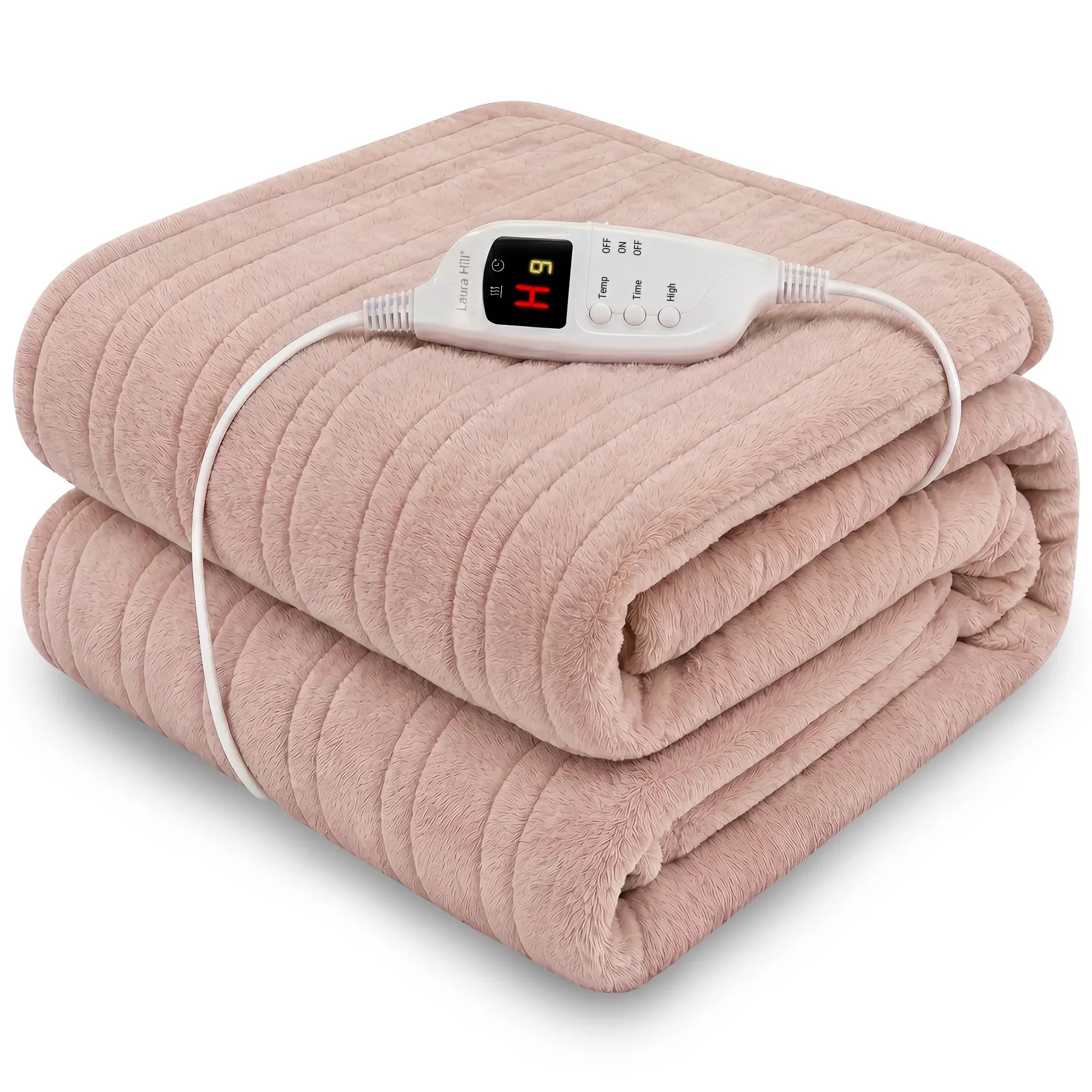 Laura Hill Electric Heated Blanket Throw Soft Coral Fleece w/ 9 Heat Settings - Pink V240-THRG-KH-PK
