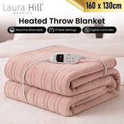 Laura Hill Electric Heated Blanket Throw Soft Coral Fleece w/ 9 Heat Settings - Pink V240-THRG-KH-PK