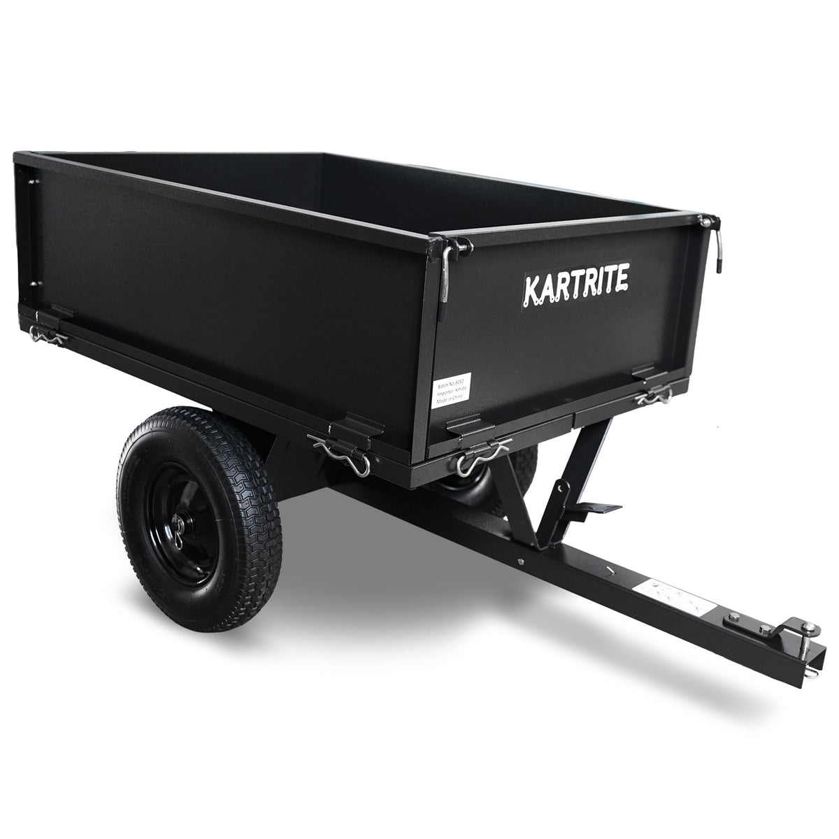 Kartrite Heavy Duty Dump Cart 270kg Capacity Pneumatic Tyres Quick Release Pedal Removable Tailgate Trailer V240-TLY-SPR-39C-BK