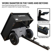 Kartrite Heavy Duty Dump Cart 270kg Capacity Pneumatic Tyres Quick Release Pedal Removable Tailgate Trailer V240-TLY-SPR-39C-BK