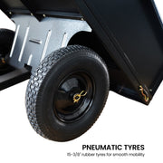 Kartrite Heavy Duty Dump Cart 270kg Capacity Pneumatic Tyres Quick Release Pedal Removable Tailgate Trailer V240-TLY-SPR-39C-BK